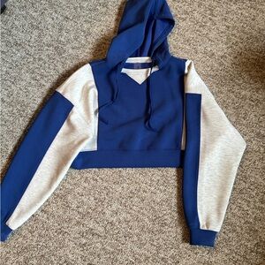 Altar'd State Blue and Gray Cropped Hoodie